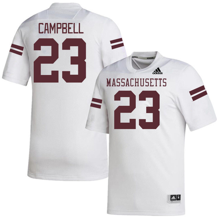 Massachusetts Minutemen #23 Brandon Campbell College Football Jerseys Stitched-White